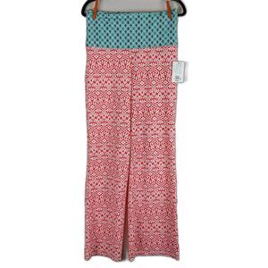 Cabanalife Coral Seas Beach Pants M Orange White Teal Prints Stretch 50+ UPF